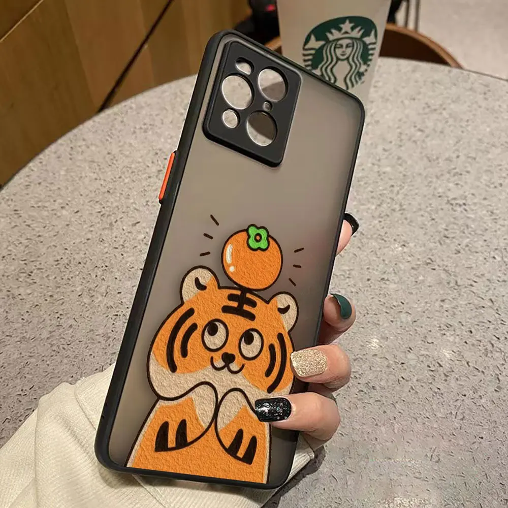 thumbnail image 1 of Funda de teléfono mate para OPPO Realme 10 9 9I 8 8I 7 7I 6 5 FIND X3 X4 PRO 4G 5G Funda Coque Capa Shell lindo pequeño tigre, 1 of 5
