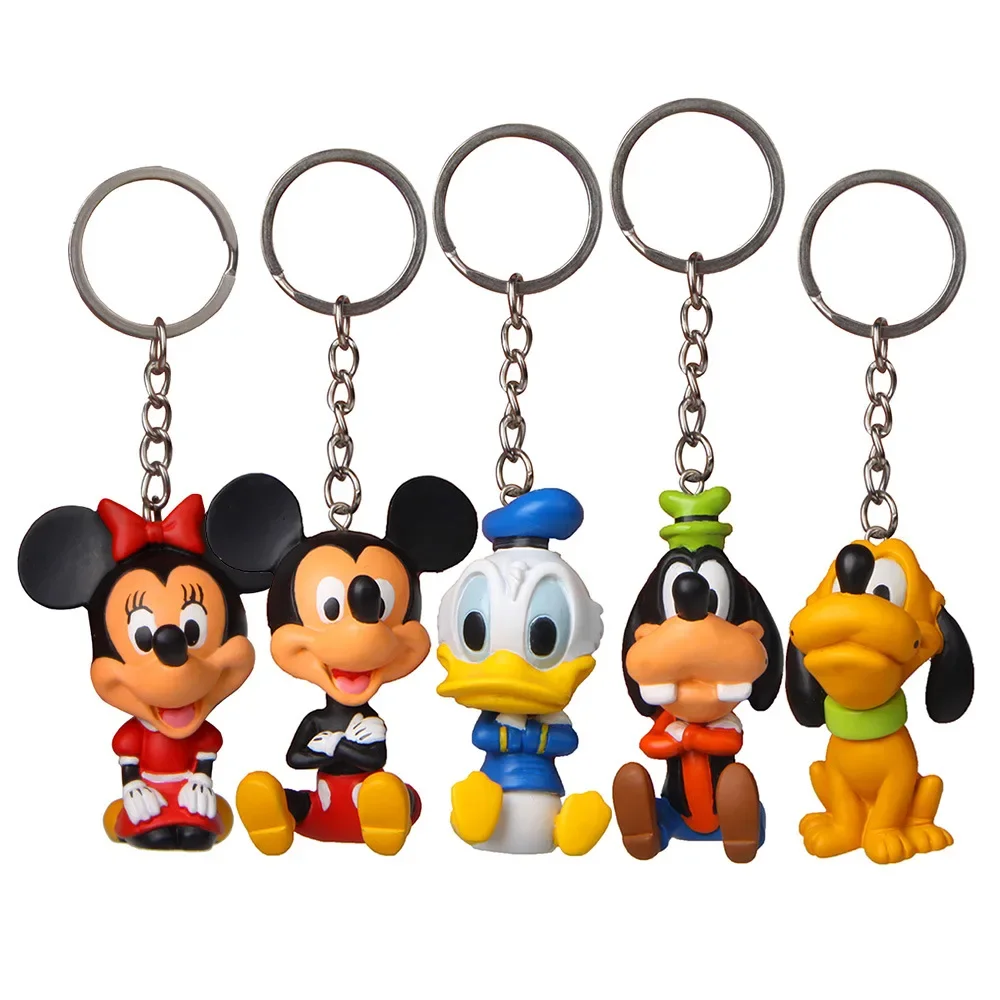 

5 Kinds Disney Key Chain Mickey Mouse Donald Duck Miniature Action Figures Keychains Daisy Goofy Minnie Bag Pendant Dolls Toys