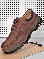 Handmade Leather Casual Mens Shoes Antiskid Man Loafers Comfort Walking Shoes All-match Men Treking Flats Hot Sale Hiking Shoes