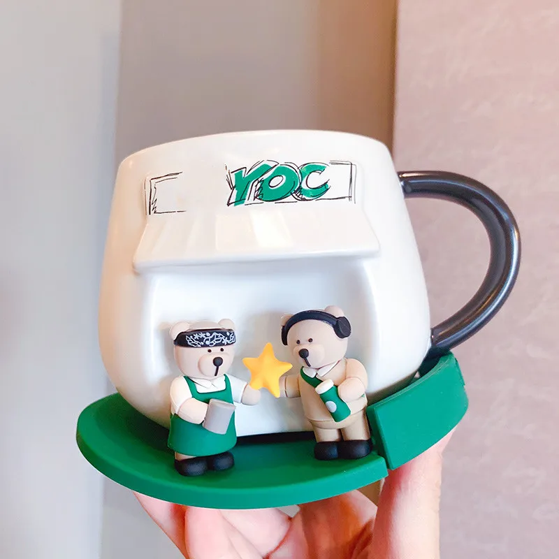 

Star Papa Bear Manager Coffee Hut Mug Cartoon Office Home Coffee Cup