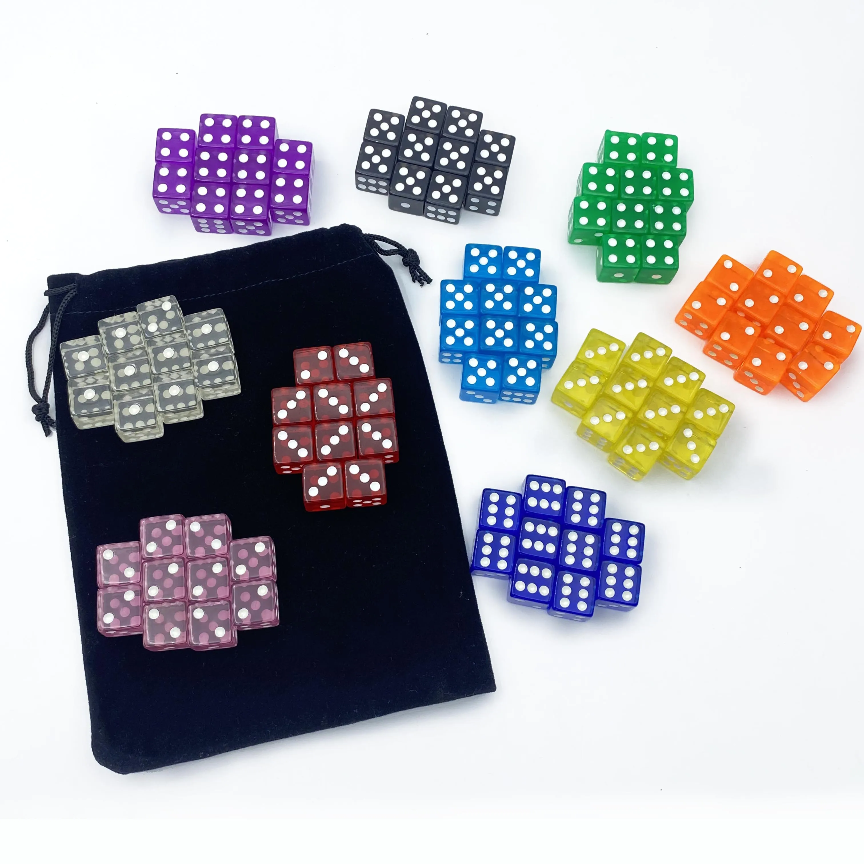 Acrylic Dice 100 Pcs Per Package 10 Color 16mm 6 Side D6 Square Corner Transperent Colorful Board Game Casino Party Gift