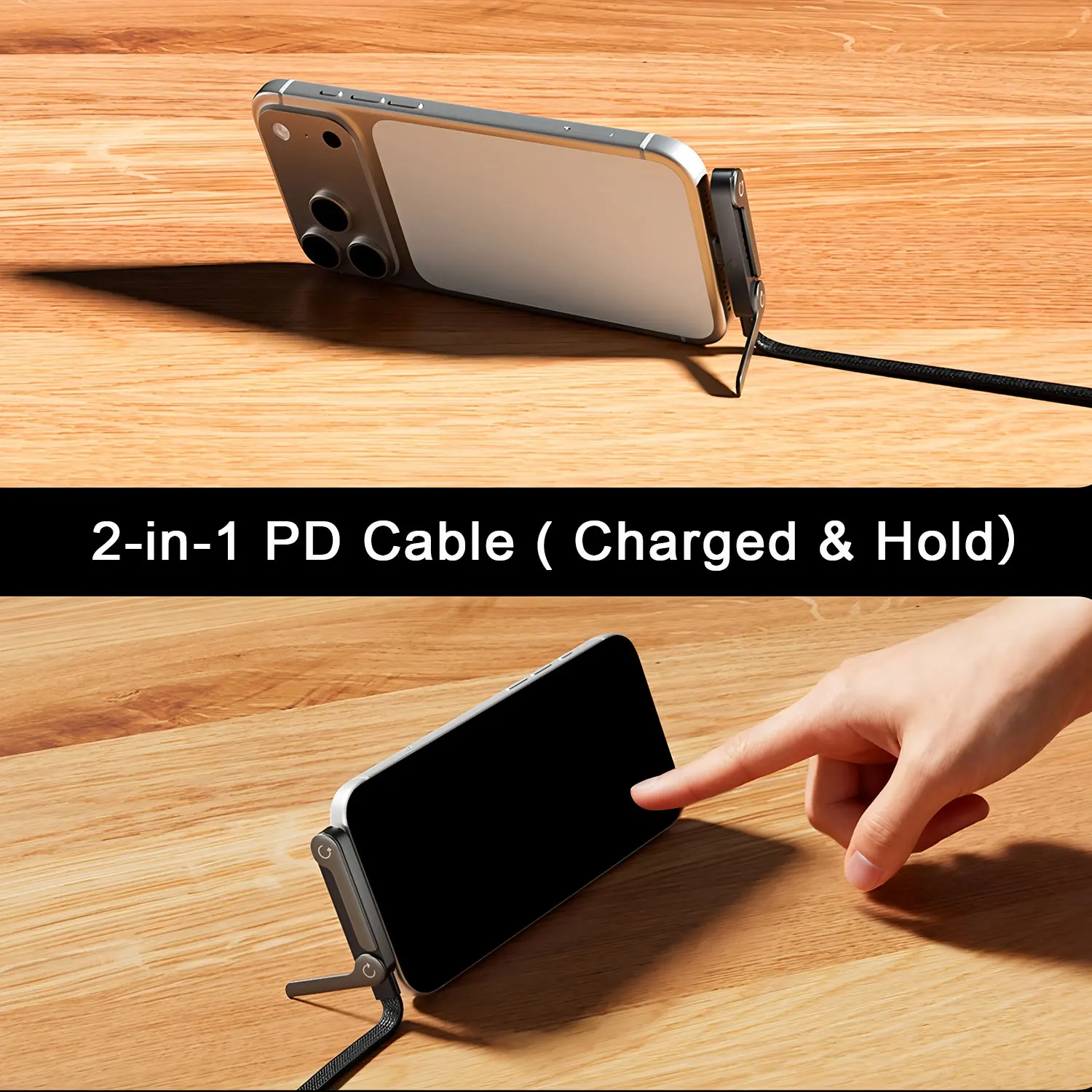 240W 2-in-1 Stand Charging Cable | Phone Holder Integrated thumbnail 3
