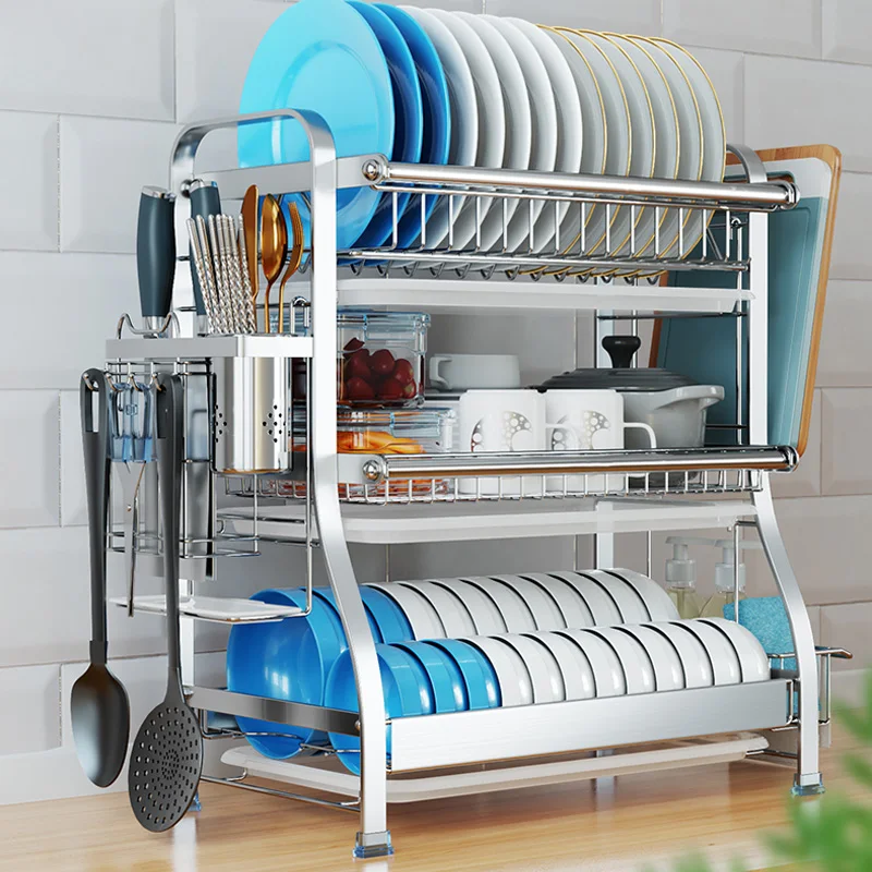 Multifunctional Layer Plastic Rack Dish Double Rack Kitchen Storage Rack 2  Tableware New Product Drain Tray Bowl Rack - Racks & Holders - AliExpress