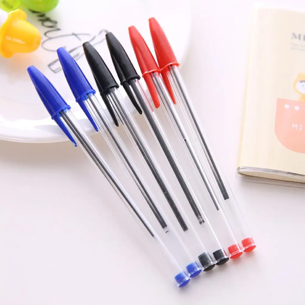 

50pcs 1.0mm Medium Ballpoint Pens Ball Point Biros Red Blue Black Classical Appearance Perfect For School Students