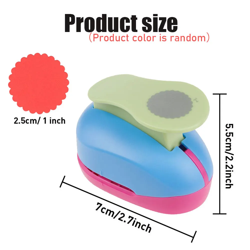 물결 모양 원형 홀 펀치, 2.5cm 공예용 홀 펀치, 카드 제작, 스크랩북킹 및 DIY 공예 프로젝트에 적합(색상 랜덤)