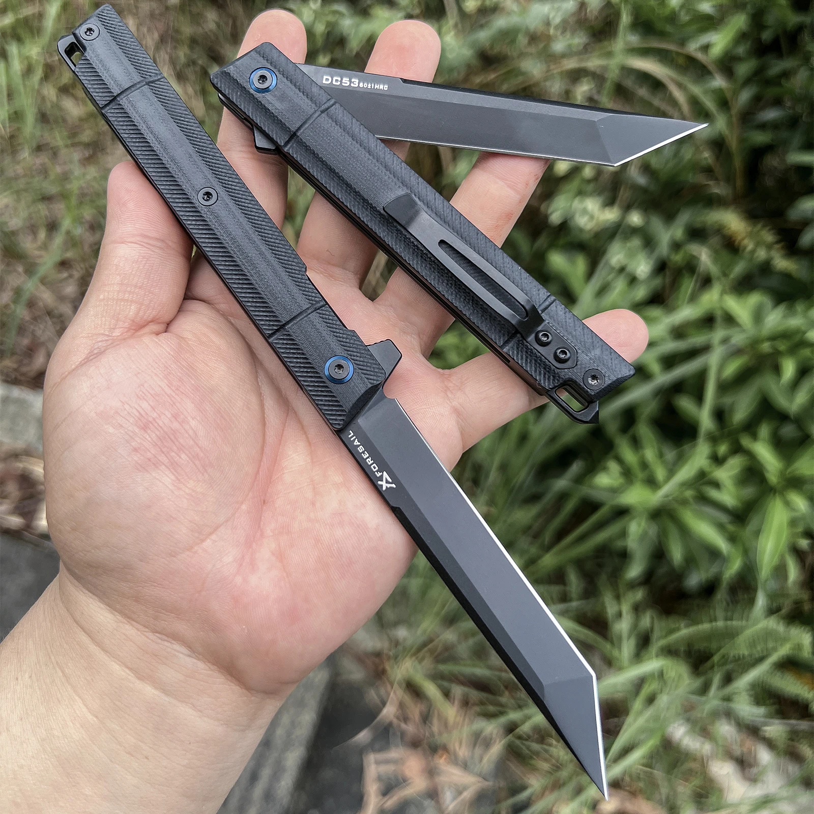 FORESAIL Folding Pocket Knife.Black PVD DC53 steel Blade, G-10 Handle, and is ideal for outdoor camping and everyday carry.EDC 4