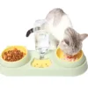 3 In 1 Dual-bowl Feeder with Gravity Water Bottle for Multi-pet Household Integrated Design Easy to Clean Cat Bowl for Puppy Cat 2