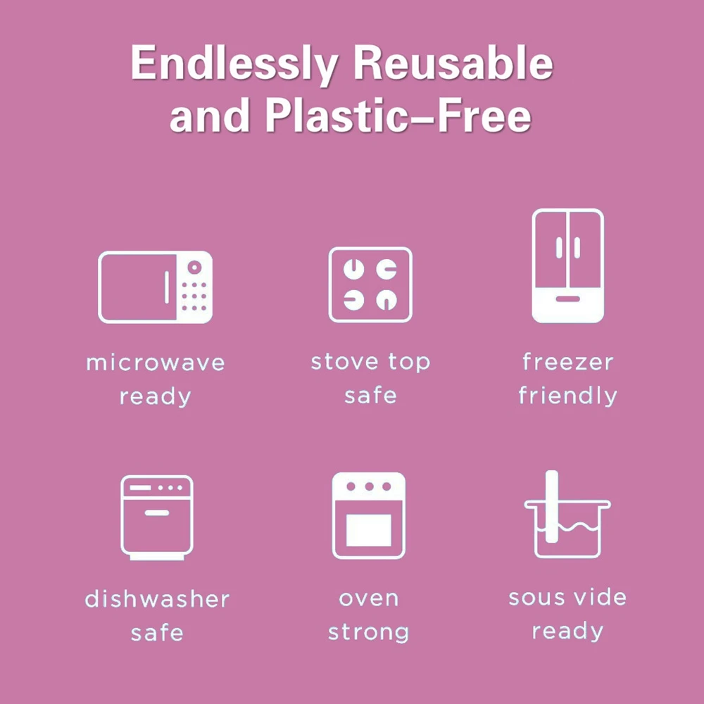 Eco-Friendly Silicone Reusable Food Storage Bags - Airtight & Versatile for Snacks and More (3-Pack)