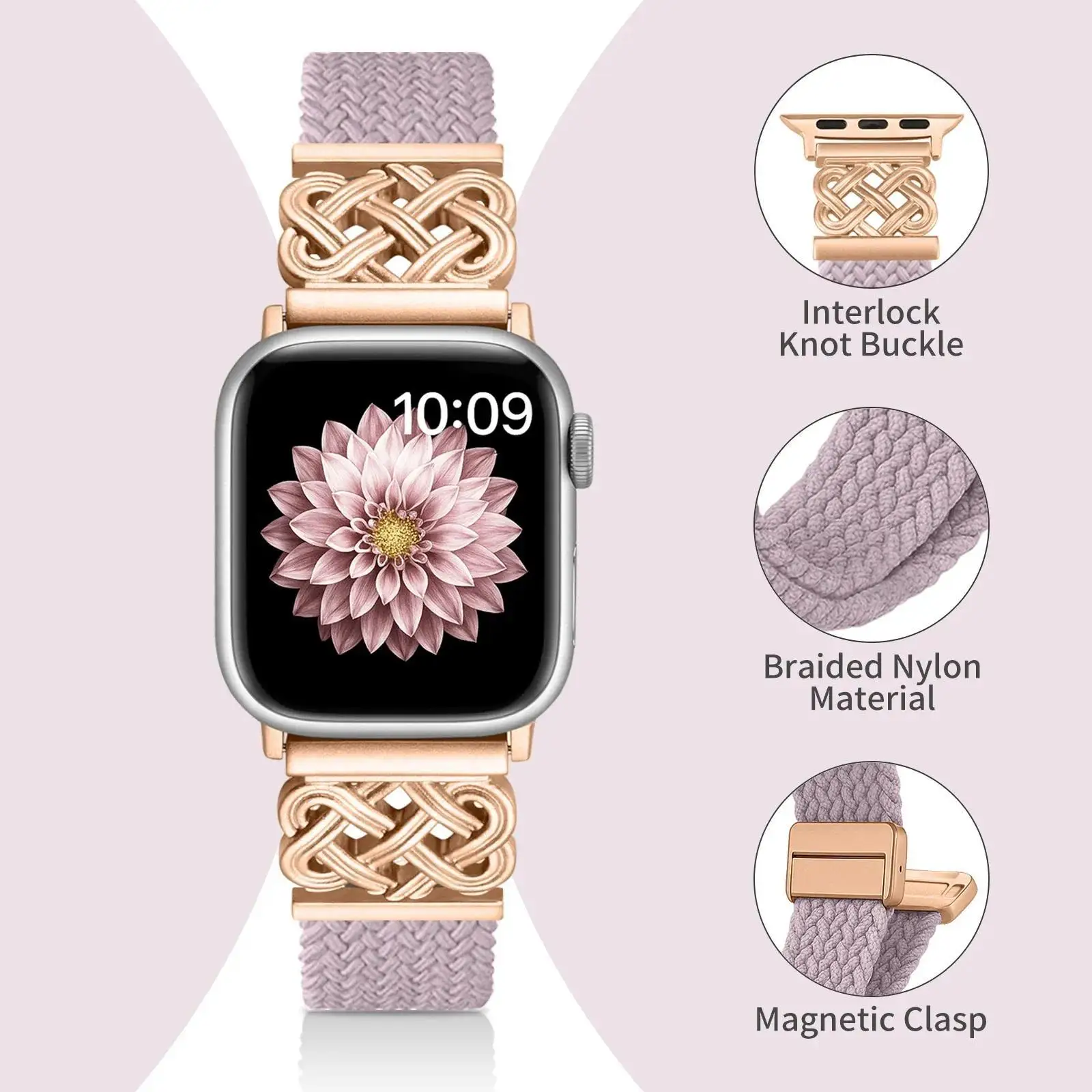 Braided Magnetic Watch Band Bracelet with Strap Adjustment