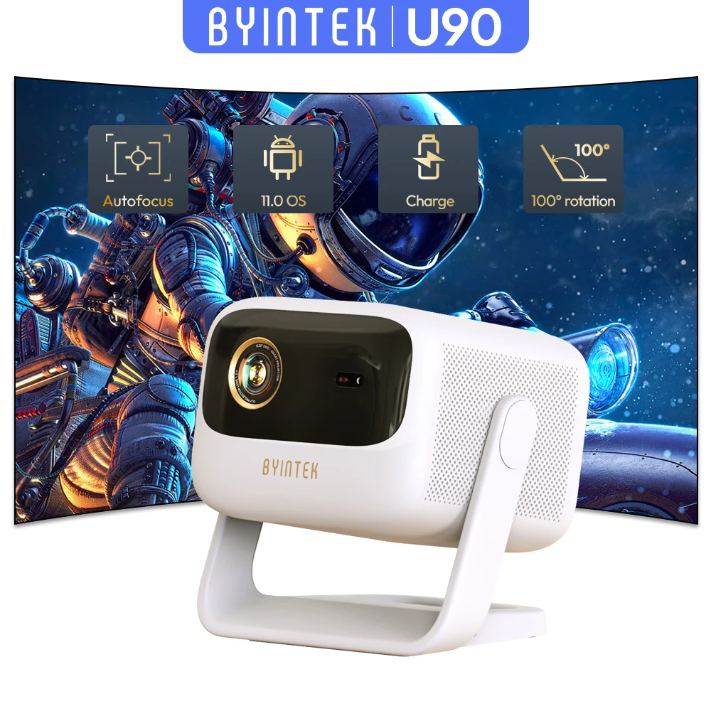 BYINTEK U90 DLP Portable Projector 700ansi Android 11 Wifi Smart 4K ...