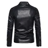 Stand Collar Jackets Fashion Casual Trend White Windproof Coat Streetwear Spring Autumn Men's Motorcycle Leather Jacket Solid 3