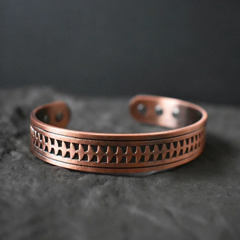 Copper Bracelets for Men Strength Wide Pure Copper Magnetic Bracelet Neodymium Magnets Adjustable Cuff Bangle
