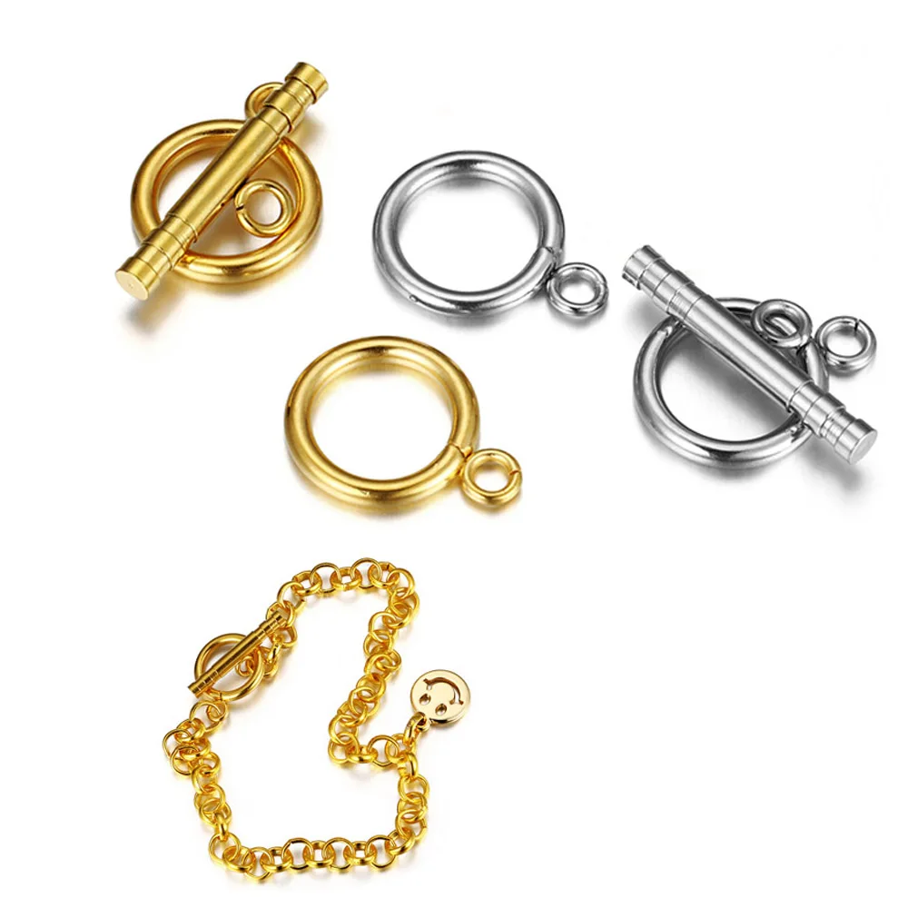 4sets Stainless Steel OT Clasps Buckle Irregular Curved Toggle Clasp ...