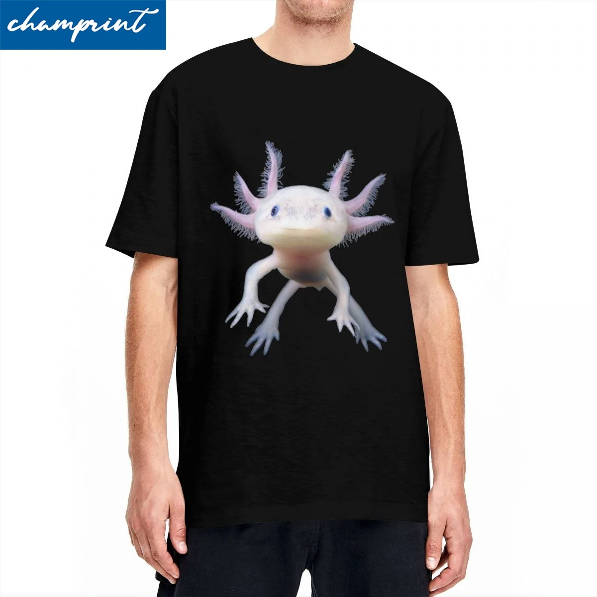 

Kawaii Axolotl Милая Kawaii футболка мужские топы с круглым вырезом и коротким рукавом Axolotls хлопок TopsTops