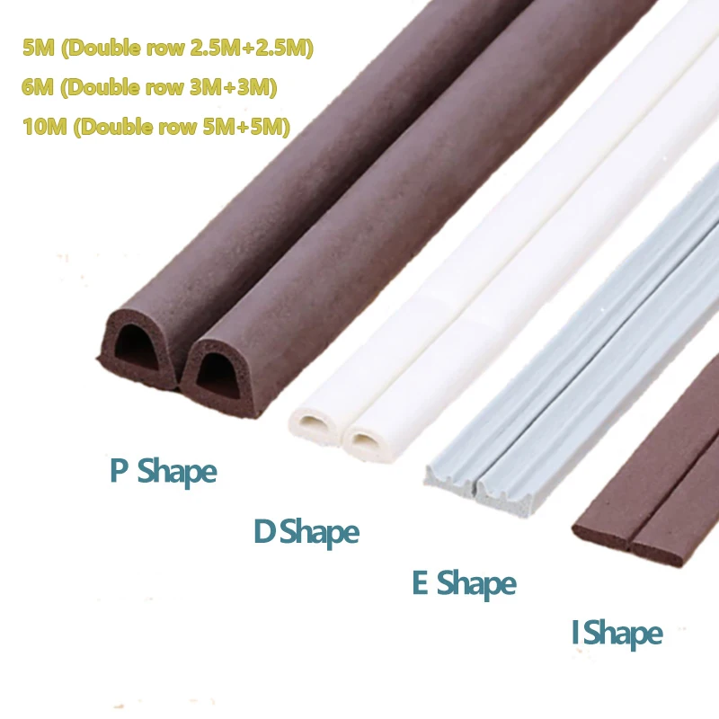 D I P E Weatherstrip Door House Rubber Strip Foam door seal Window Sealing Strip under Door Window Anti Cold 5/6/10M
