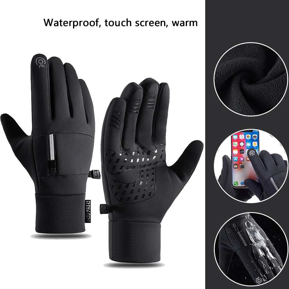 

Outdoor Sports Motorcycle Skiing Touch Screen Wool Gloves Men's and Women's Winter Waterproof Bicycle Anti slip Warm Gloves