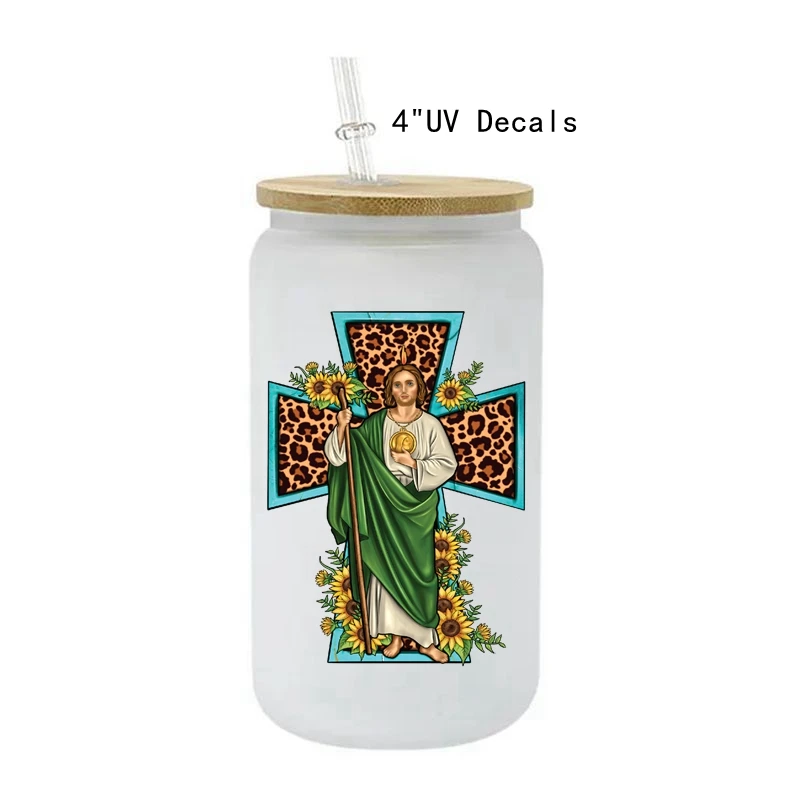 2PCS/lot New Religious Christian 3D UV Dtf Decals Transfer Sticker Love Like Jesus UV Decals for Cold Cup (not full wrap)