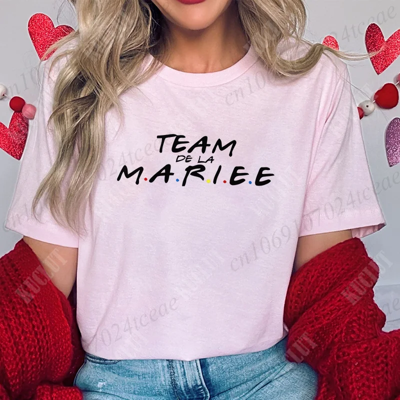 Team De La Mariée T-shirt French Evjf Futur Bride Tees Friends Single Farewell Bachelorette Party Tees Shirt for Women Clothing 5
