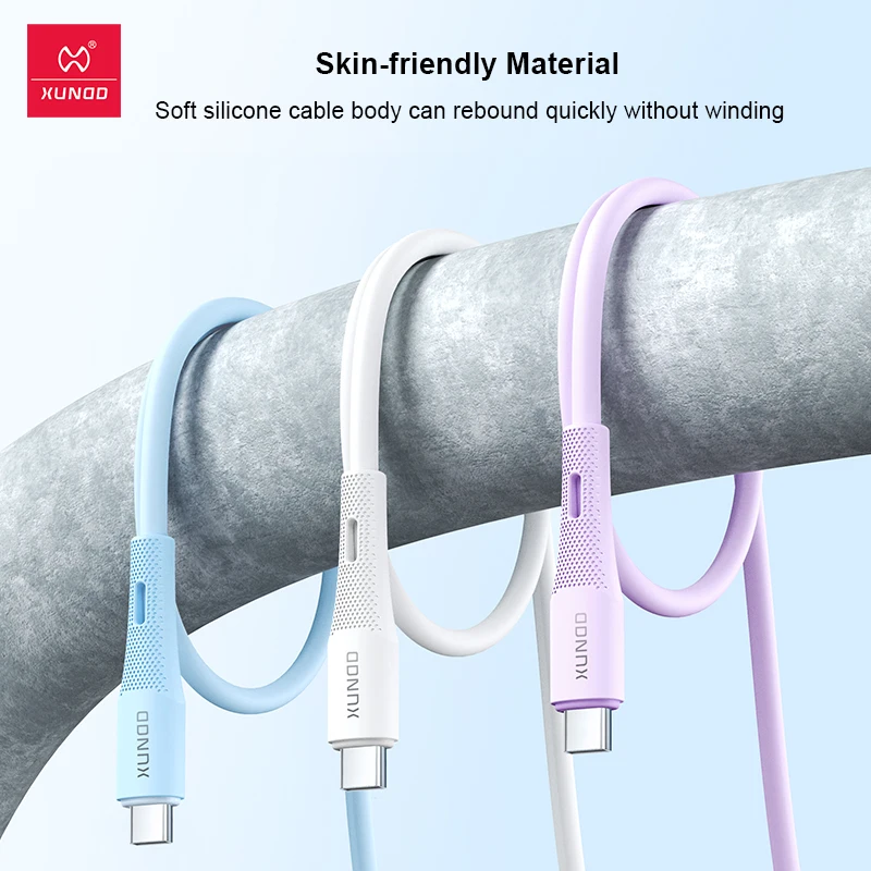 Xundd Usb Type C Bliksem Zachte Siliconen Datakabel 1 2M 2 4a Snel Opladen Kabel Voor.jpg