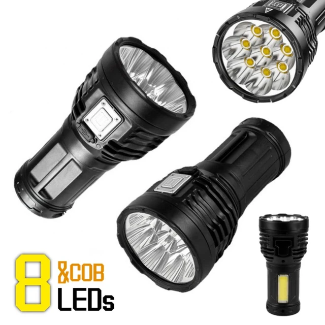 Linterna LED recargable de alta potencia, lámpara táctica de mano de tiro  largo para acampar, la más potente - AliExpress