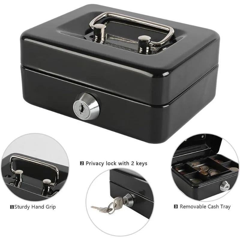 Portable Steel Key Safe Box for Money and Jewelry