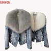 Womens Coats Spring 2025New 100%Natural Real Fox Fur Collar Fashion Short Denim Jacket Luxury Goose Down Puffer Jackets Clothing 1