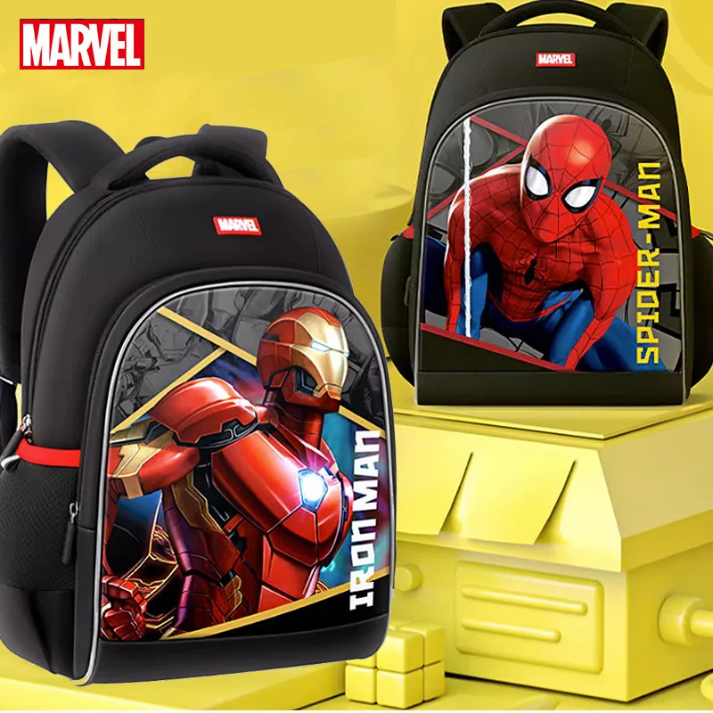 

2023 Disney Marvel School Bag For Boys Grade 1-4 Primary Student Shoulder Orthopedic Backpack Spider Man Captain America Bag