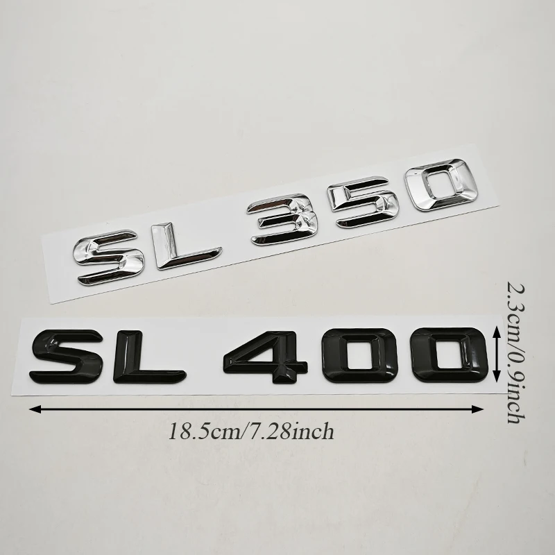 3D ABS 자동차 레터 배지 스티커 리어 트렁크 로고 SL350 SL400 SL500 엠블럼 메르세데스 벤츠 SL350 SL400 SL500 R230 R231 R129용