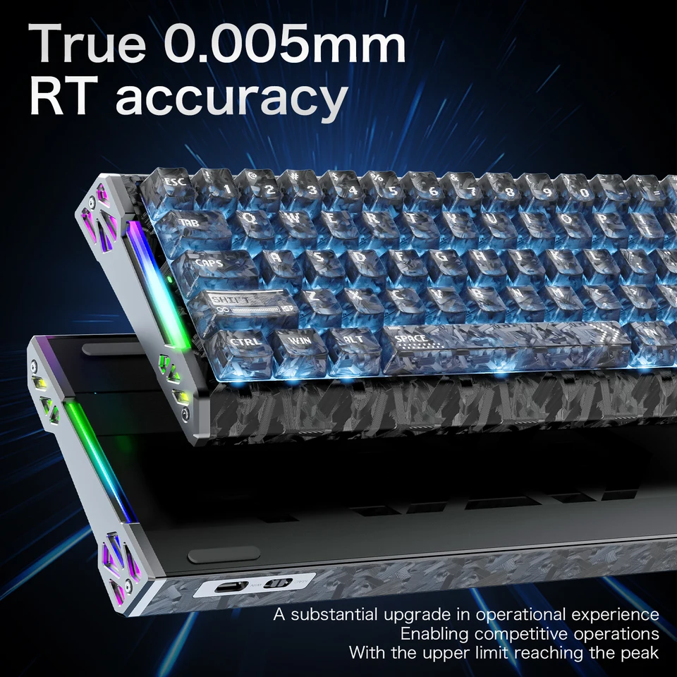 ATTACK SHARK R68HE Wired RGB Carbon Fiber keyboard,0.08ms Full