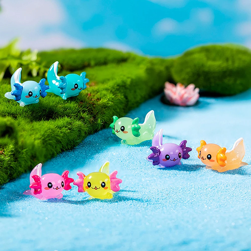 30-Piece Mini Axolotl Resin Charms - Glitter Tiny Animal Figures For DIY Crafts, Fairy Gardens, Aquariums