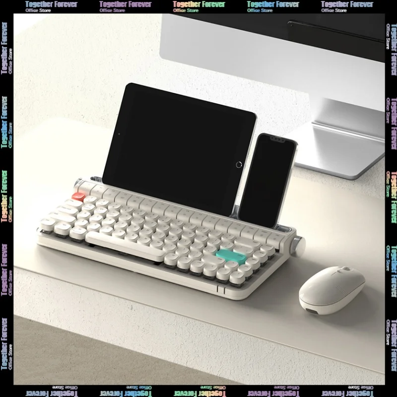 

Actto B705 Bluetooth Wireless Mechanical Keyboard Typewriter Retro Gateron Rgb Keyboard With Holder Hot-swap Laotop For Win Mac