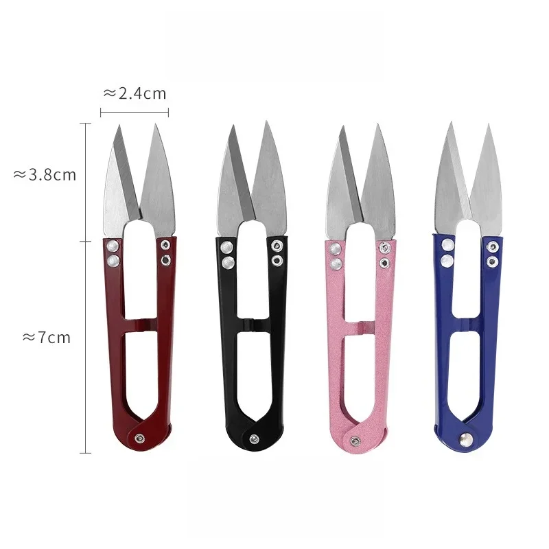 4PCS 실 절단기 바느질 가위 트리밍 클리퍼 자수용 U자형 실 커터 크로스 스티치 바느질 공예용(색상 랜덤)