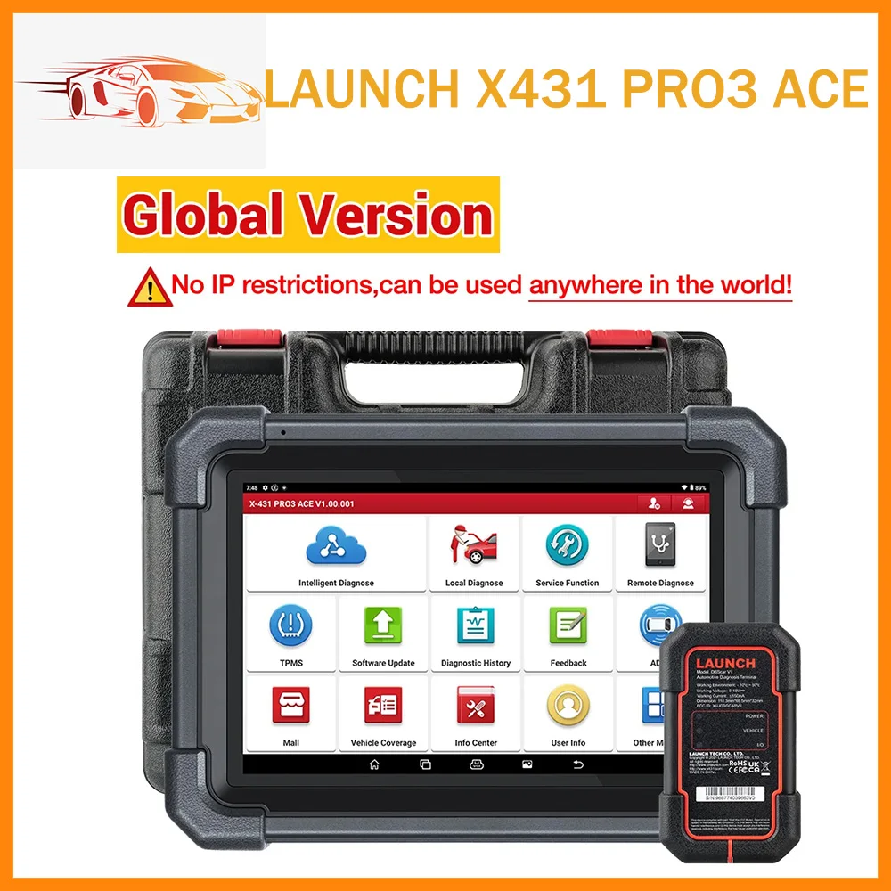 

LAUNCH X431 PRO3 ACE Car Diagnostic Tool OBD OBD2 Scanner Full Systems 38+Reset DBScar VII 10.1 inch Screen