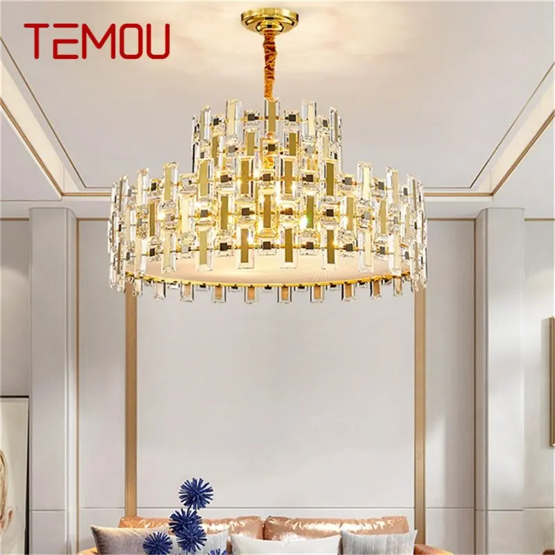 

TEMOU Postmodern Pendant Light Creative Gold Chandelier LED Luxury Crystal Lamp For Home Decoration