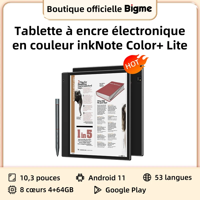 BIGME inkNote Color + Lite 10.3 pouces e Ink E-book lecteur