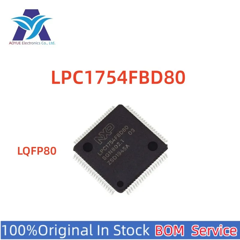 100%Original New Ic Microcontroller Lpc1754Fbd80 Mcu 32-Bit Arm Cortex M3 Risc 128Kb Flash 2.5V/3.3V 80-Pin Lqfp Tray Tr
