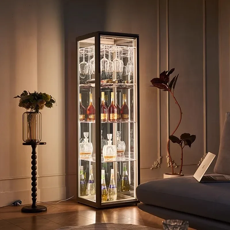 Drinks Cabinet Wall Bar Whiskey Wine Refrigerator Nordic Iron Open Cabinets Luxury Full Kitchen Showcase Vitrine Furniture Rack