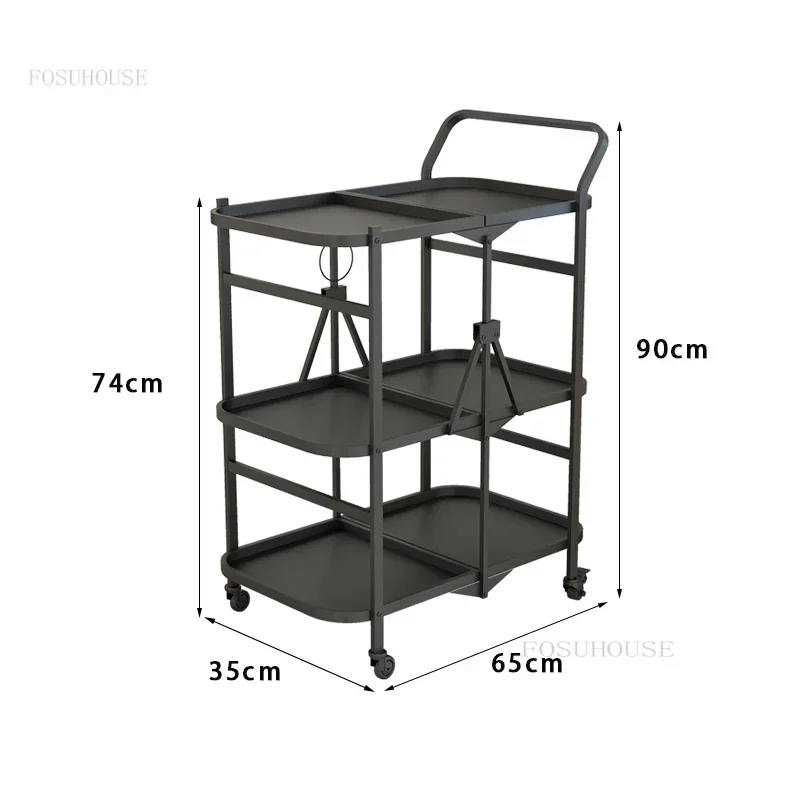 Living Room Trolleys Restaurant Household Folding Lockers Coffee Shop Hotel Kitchen Islands Dining Room Storage Cart with Wheels