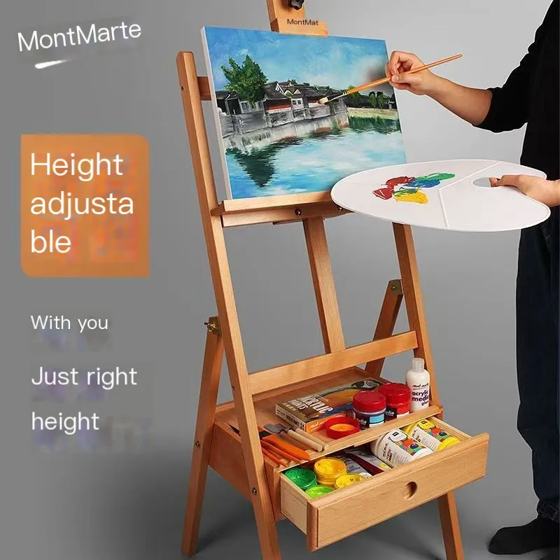 Foldable Beech Wood Frame Drawer Style Oil Painting Bracket Sketching Board Adjustable Easel