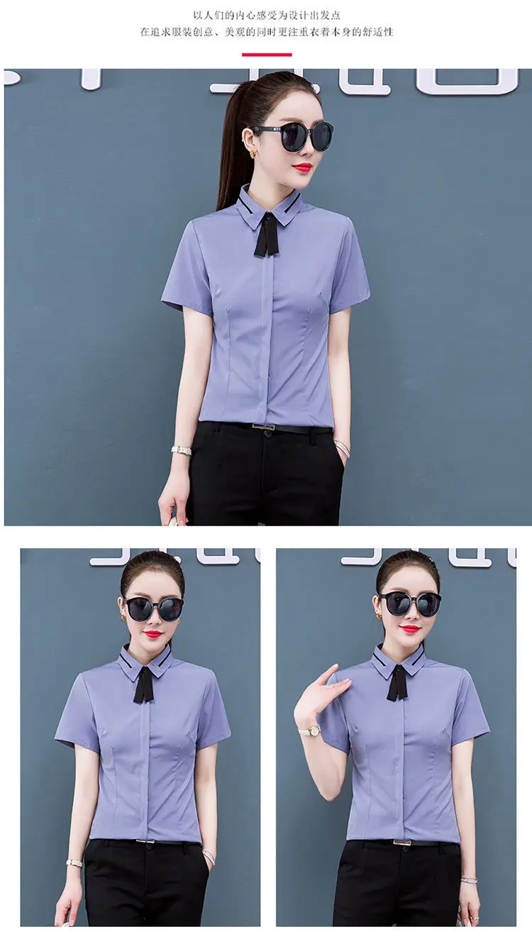 Women Shirt Classic Chiffon Blouse Plus Size Slim Long Sleeve Shirt Lady Simple Style Tops Female Clothes New Blusas NS5739