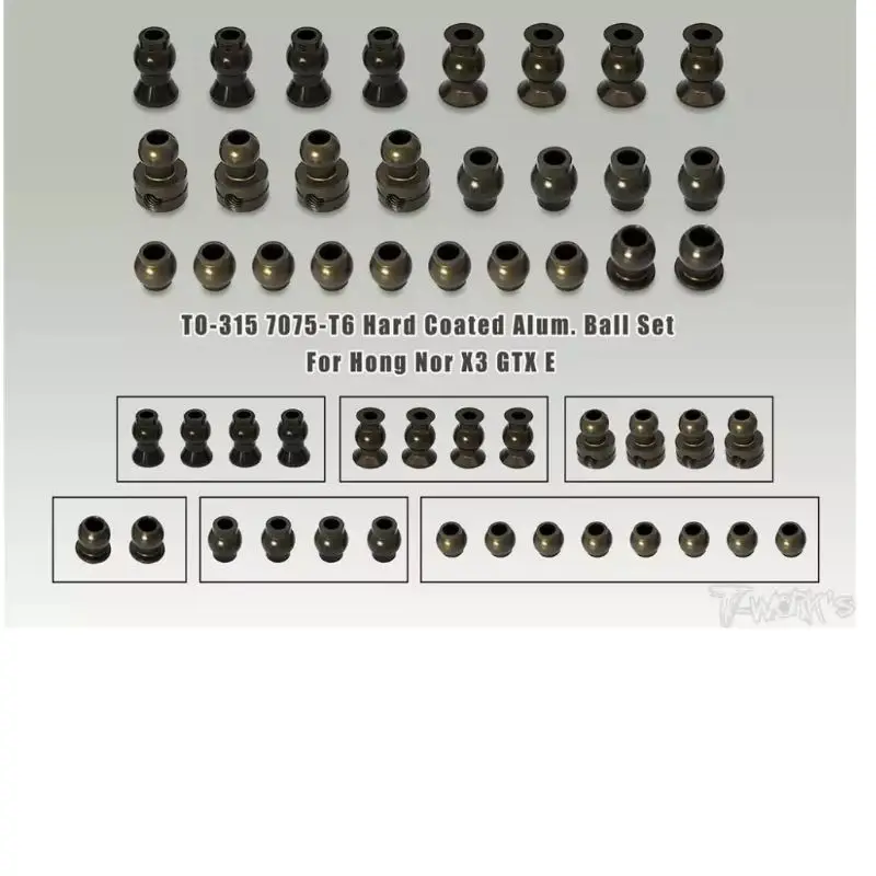 

Original T works TO-315 7075-T6 Hard Coated Alum. Ball Set ( For Hong Nor X3 GTX E )26 pcs. Professional Rc part