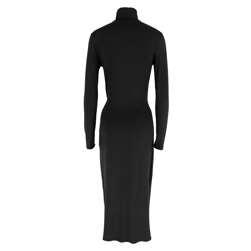 Sexy Dresses Women y2k Clothing Solid Color Turtleneck Long Sleeve High Slit Bodycon Dresses Cocktail Party Dresses 6 Sexy Dresses Women y2k Clothing Solid Color Turtleneck Long Sleeve High Slit Bodycon Dresses Cocktail Party Dresses