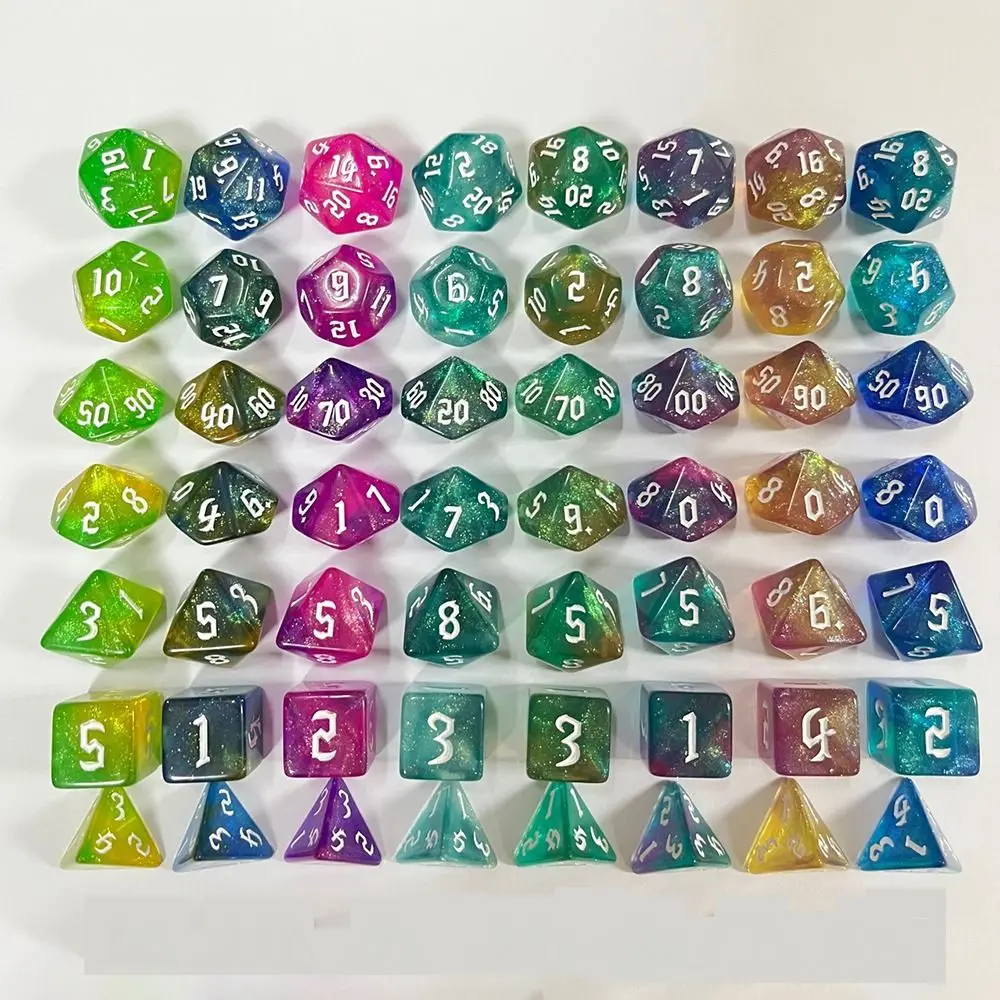 

7Pcs/set Double Colors DND Dice D4 D6 D8 D10 D12 D20 7-Die Table Game Polyhedral Dice Acrylic Party Game Game Dice TRPG DND