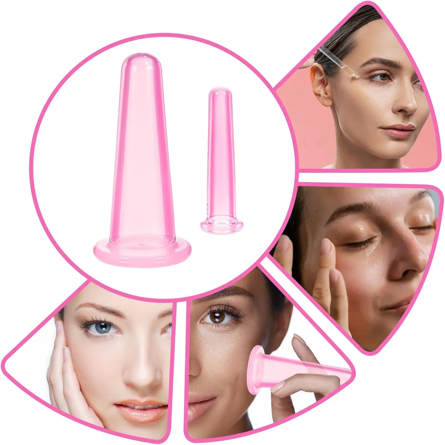 4 Pcs Facial Cupping Set Silicone Vacuum Cupping Cups Facial Cupping Treatment Anti Aging Beauty Tool for Face Cupping Massage