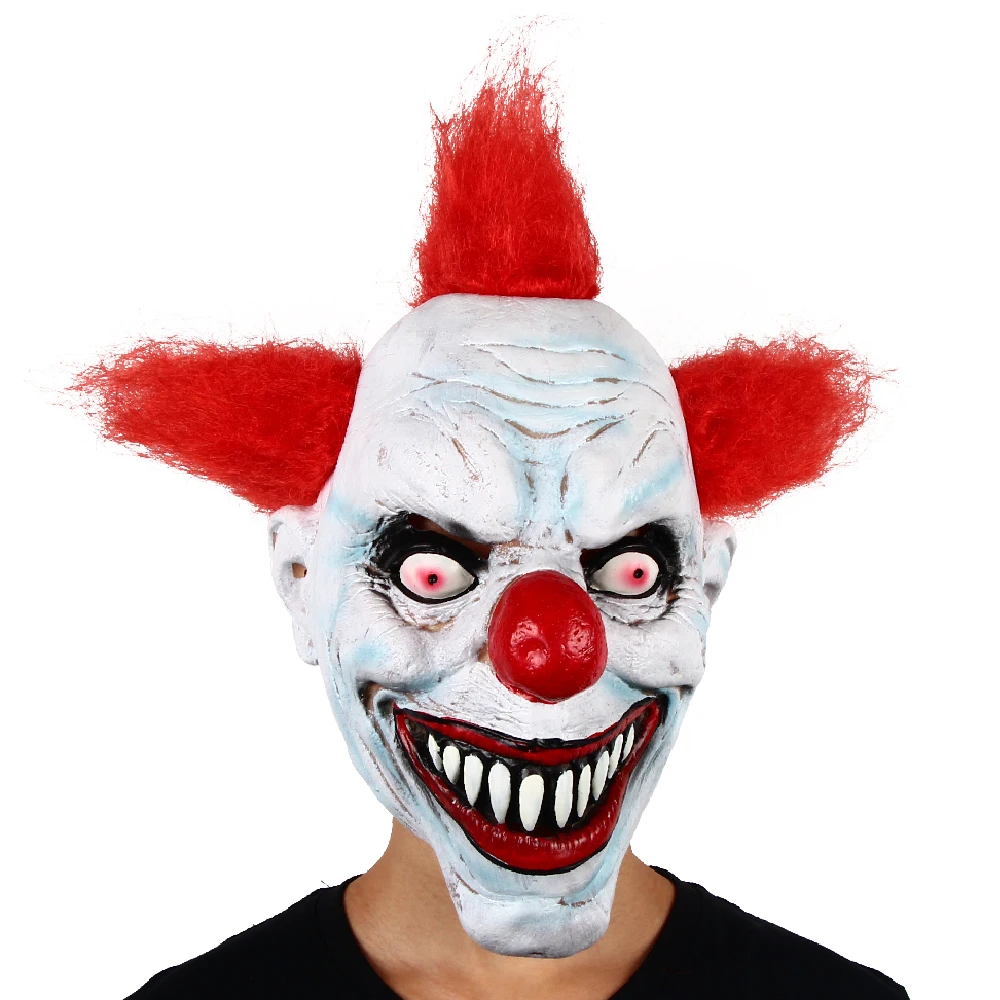 Cara Horrível, Assustadora, Assustadora E Feia De Palhaço Com Peruca  Vermelha Isolada No Fundo Branco. Máscara De Halloween Coulrophobia. -  Vetor De Ações Fotos, retratos, imágenes y fotografía de archivo libres de