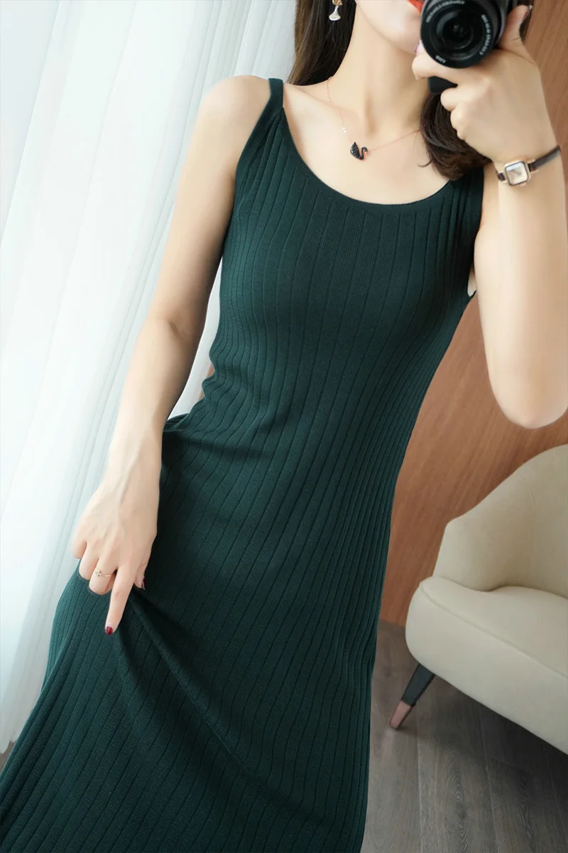

Summer new day silk dress female knitting long apron skirt slim ice silk a-word skirt base temperament thin