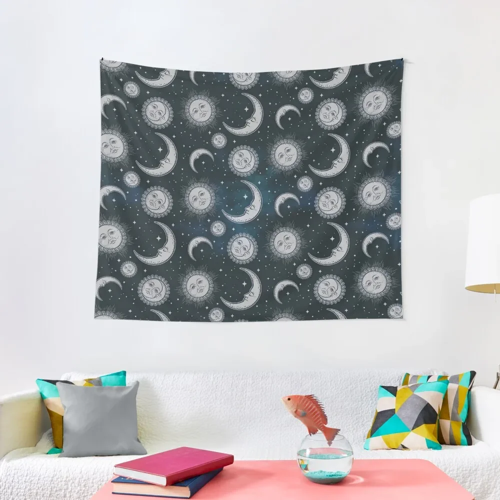 

Retro White Sun Moon Pattern Tapestry House Decorations Wall Hanging Room Decor For Girls Carpet On The Wall Tapestry