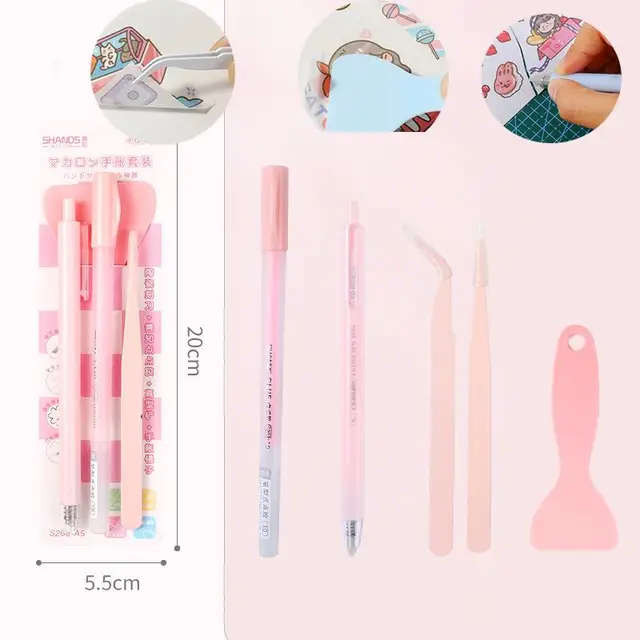 4 Db/Beállított Csipeszes Ragasztó Tollfaragó Késtes Folyóiratkészlet A Scrapbooking Diy Kreatív Művészeti Kézműves Munka Aranyos Levélpapírok Vágása