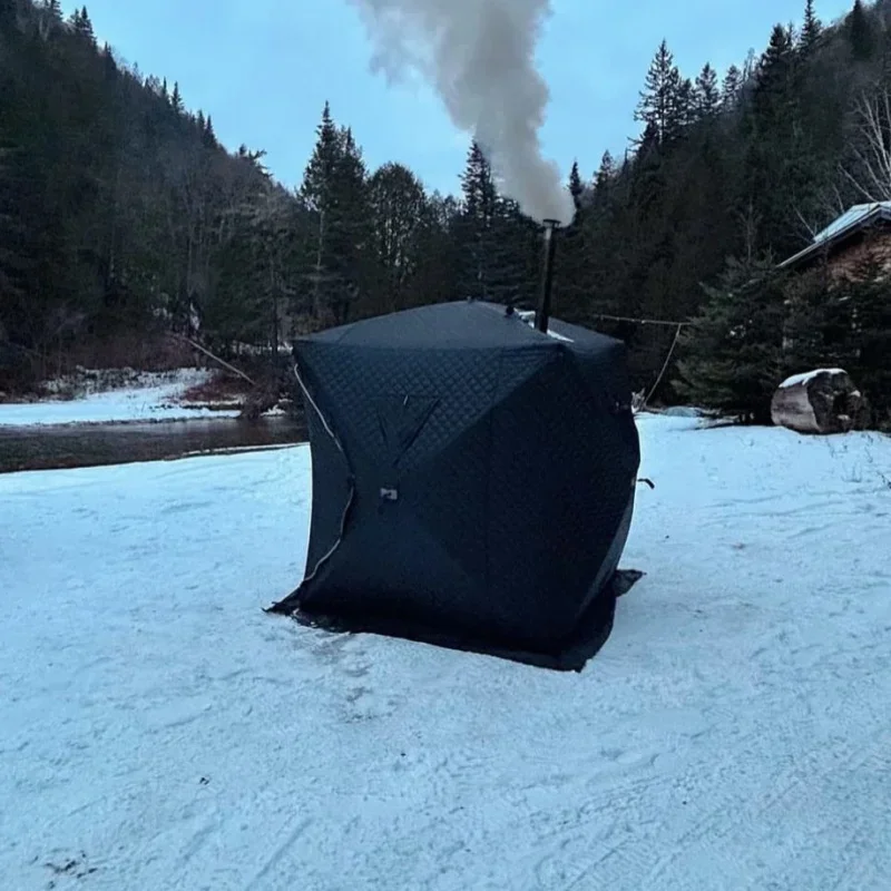 Outdoor 3-4 person 4 Season Camping Sauna Tent Thickened Automatic Winter Ice Fishing Tent Window/Chimney Hole Car Portable