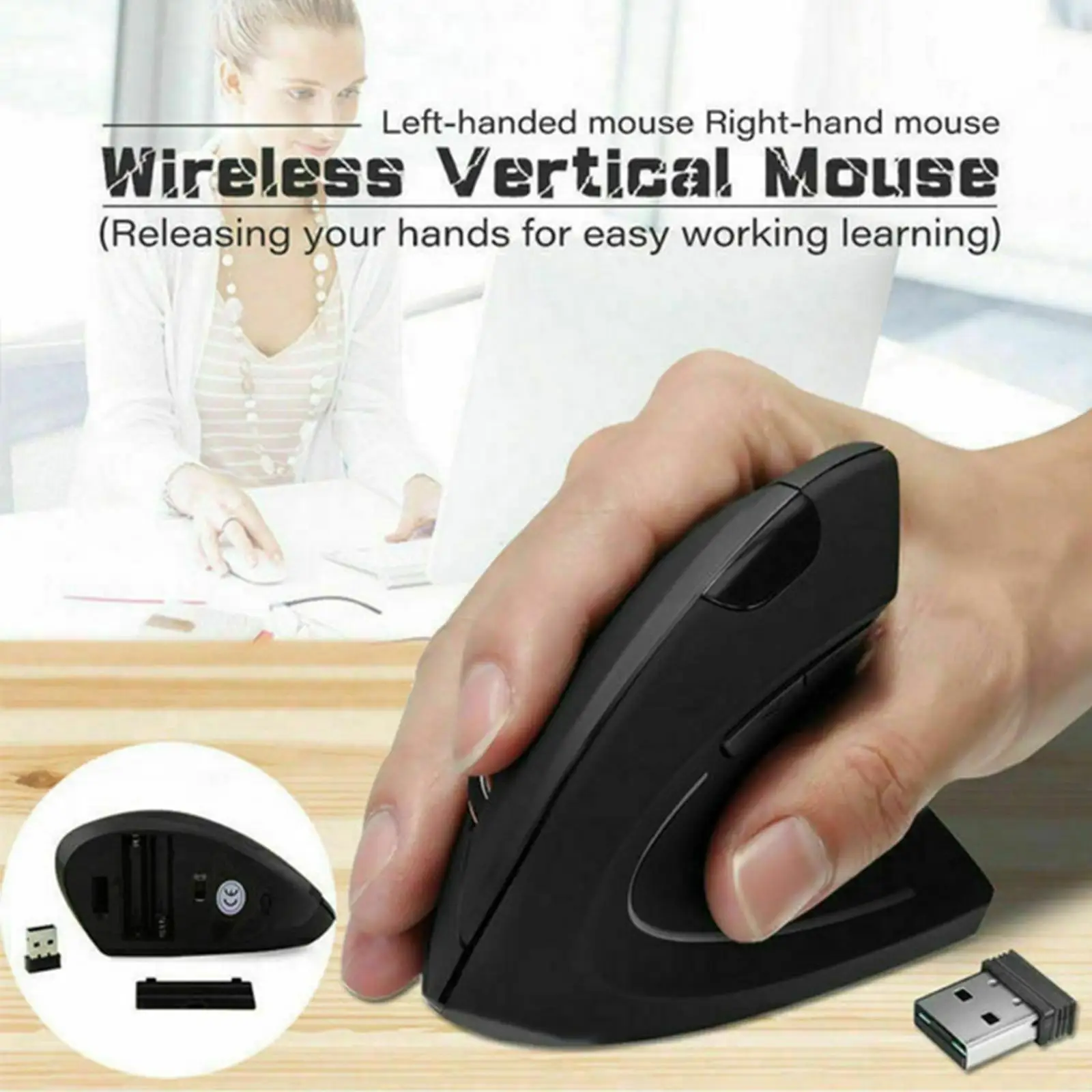2.4G Wireless Mouse Vertical Gaming Mouse USB Computer Mice Ergonomic Desktop Upright 1600DPI PC Laptop Office Home wireless mouse gaming mouse wireless gaming mouse ergonomic mouse